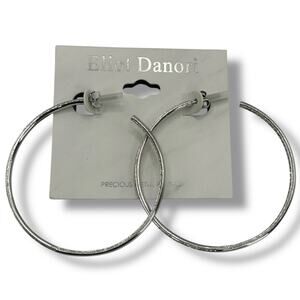 NEW Eliot Danori Pave Crystal Hoops Inside Out 2" Medium Hoop Earrings FLAW